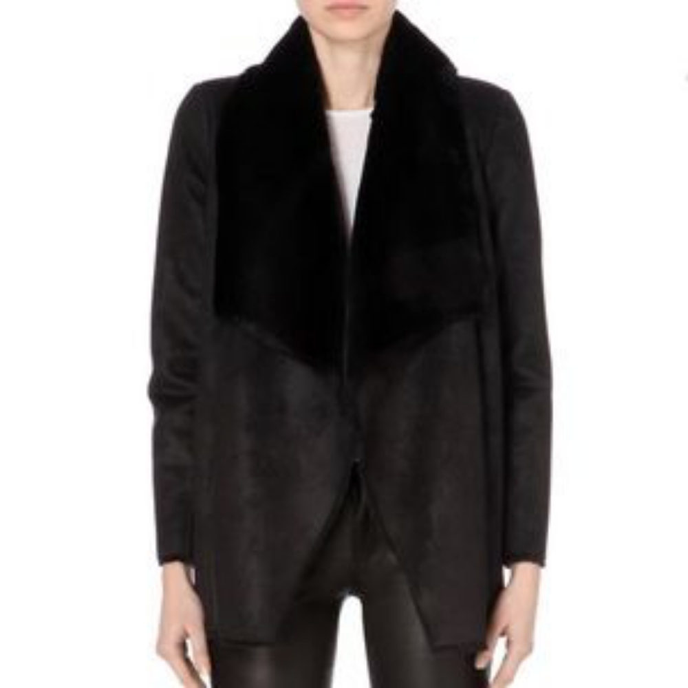 The Kooples Faux Shearling Open Front Jacket